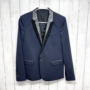 New The Kooples Jacket Men Size 38 Stretch Smocking Single Breasted One Button